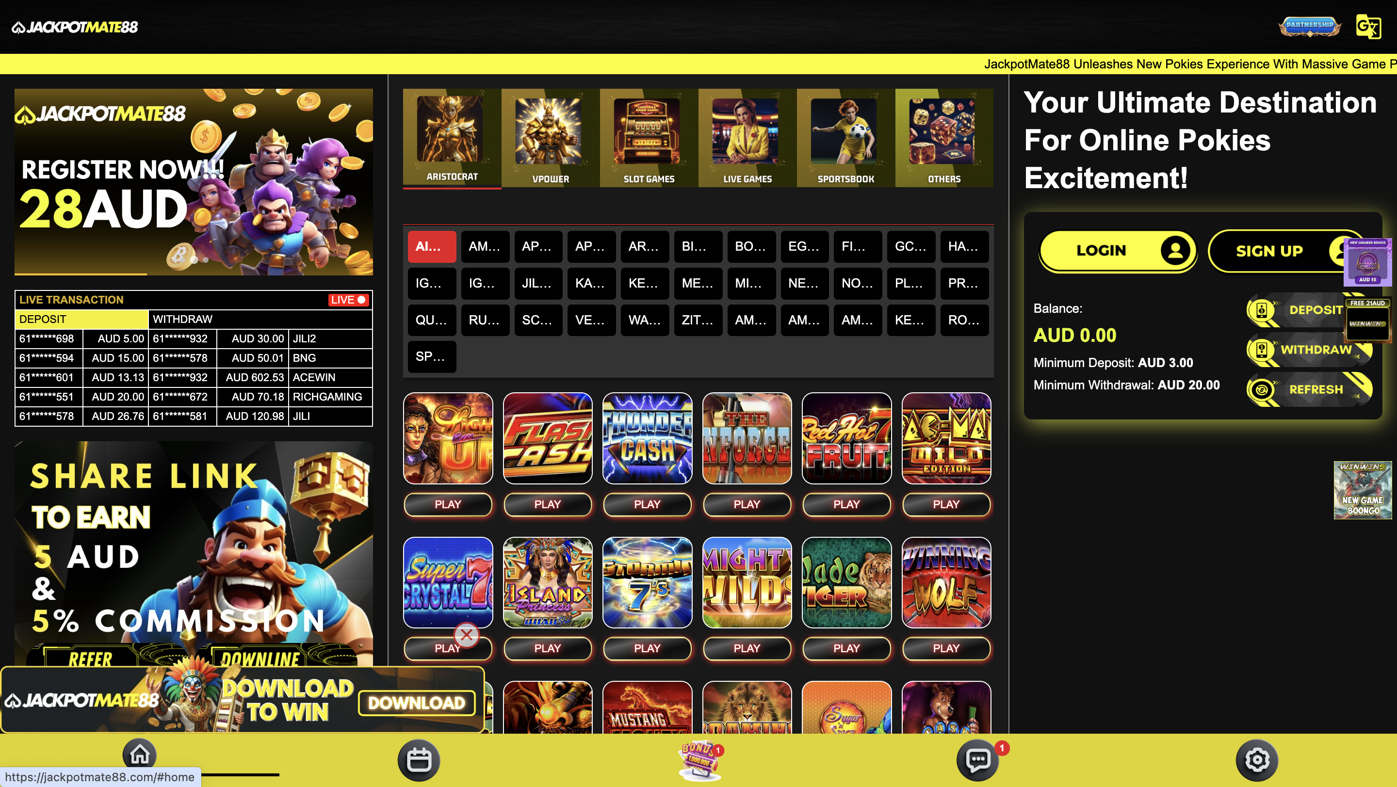 JackpotMate88 gaming interface showing exciting casino games